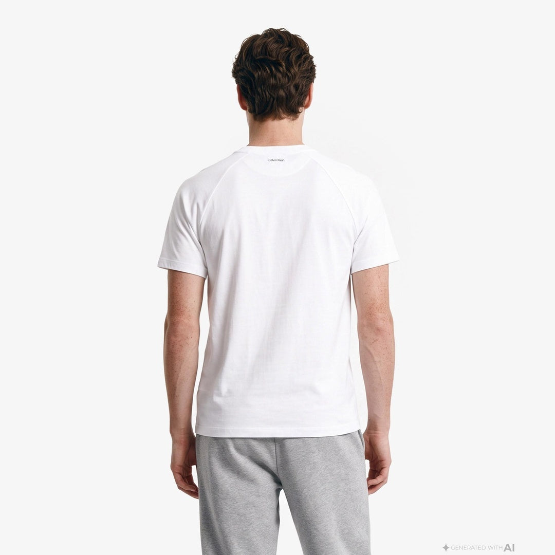 Calvin Klein Erkek Regular Fit Yuvarlak Yakalı Omuzları Şerit Çizgili Kısa Kollu Beyaz T-Shirt LV04RH201G Secondary image
