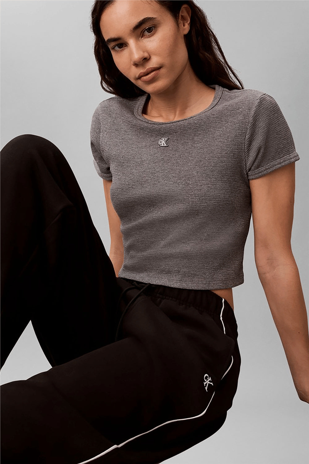Calvin Klein Logolu Pamuklu Yüksek Bel Bol Paça Kadın Pantolon LV047H258G