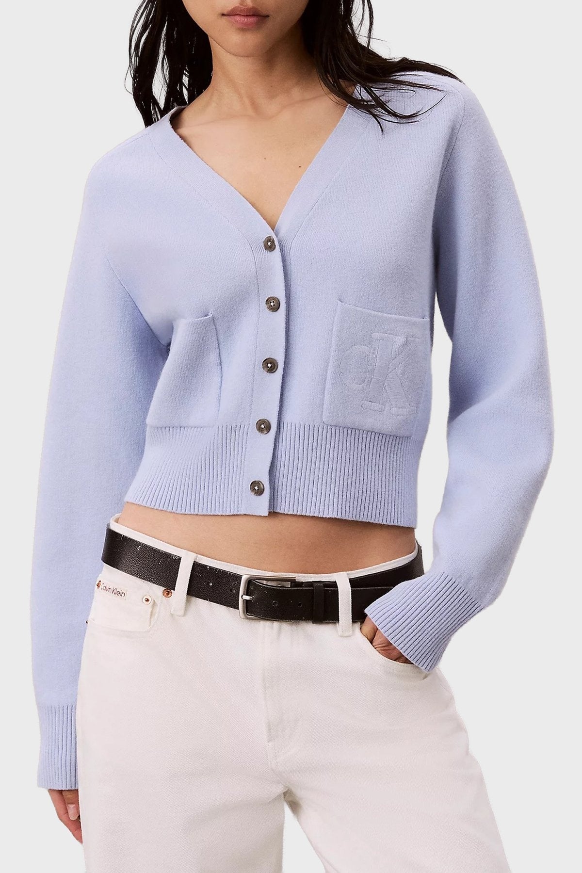 Calvin Klein Yün Karışımlı V Yaka Düğmeli Kadın Hırka LV044H327G