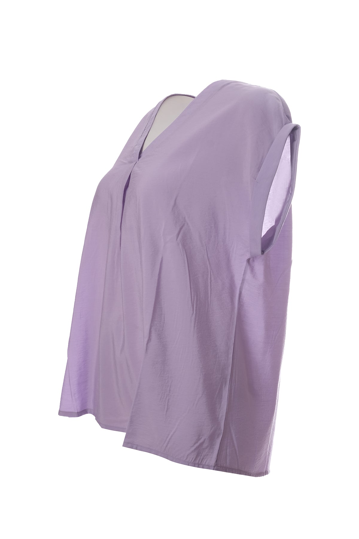 Canel Minimalist V Yaka Kısa Kol Oversize Kadın Bluz İkincil görsel