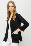 Women's V-Neck Long Sleeve Pocketed Buttoned Cotton Jacket Pattern