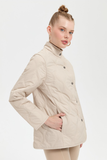 Women's Snap-Front Quilted Short Jacket with Onion Pattern 