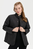 Women's Snap-Front Quilted Short Jacket with Onion Pattern 