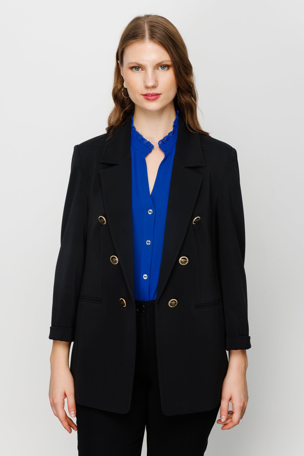 Ekol Minimalist Oversize Kadın Ceket - Çift Düğmeli Secondary image