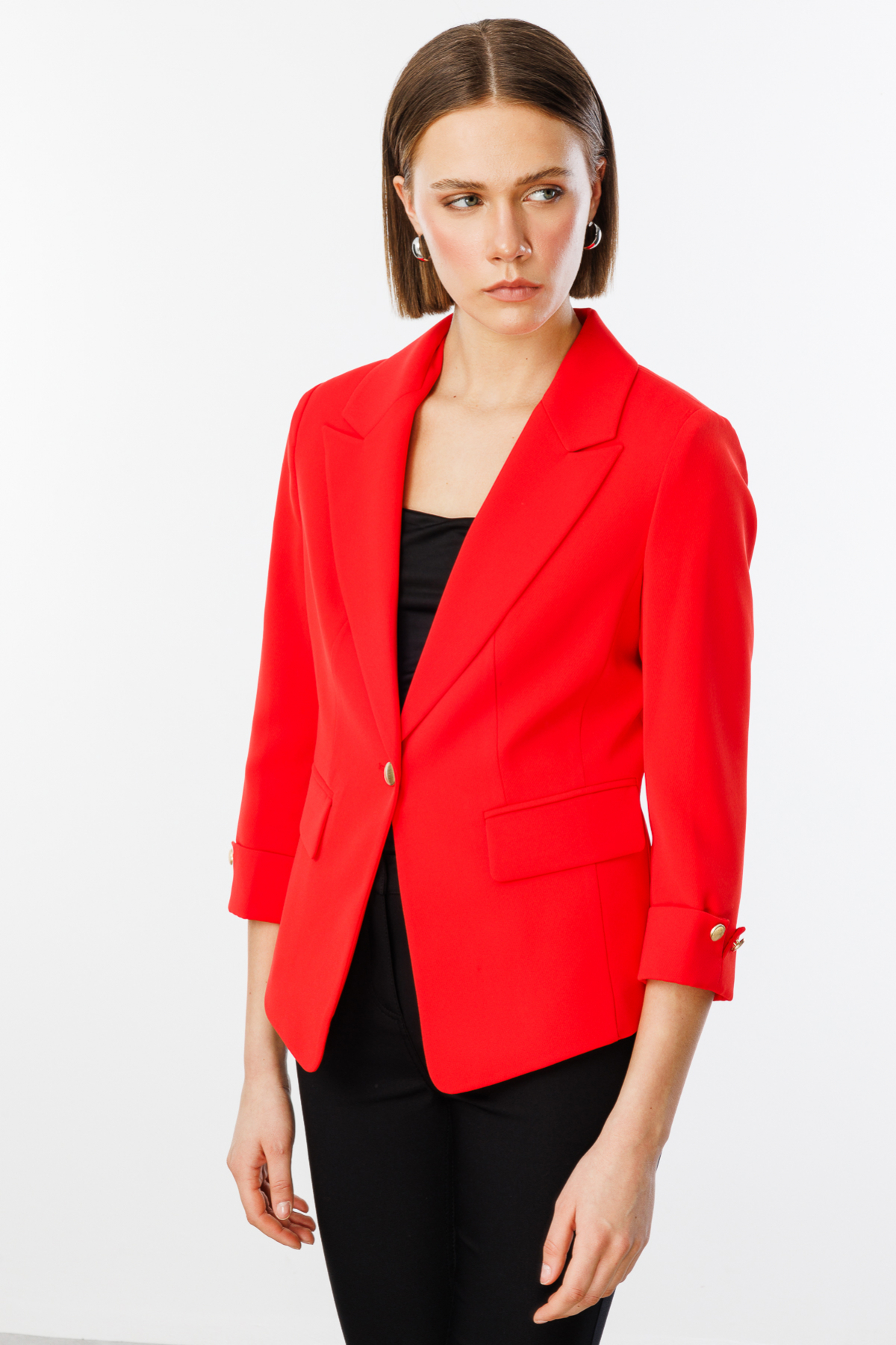 Ekol Minimalist 3/4 Kol Kadın Blazer Ceket - Günlük & Ofis Şıklığı Main image