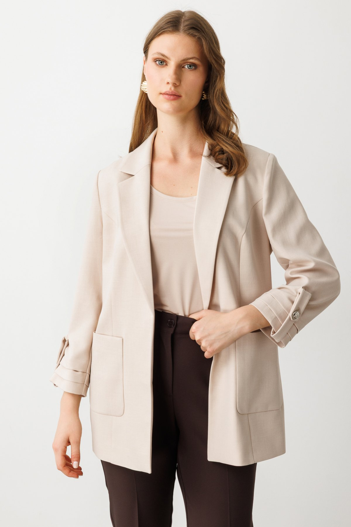 Ekol BB Oversize 3/4 Kol Kadın Ceket - Minimalist Tasarım Secondary image