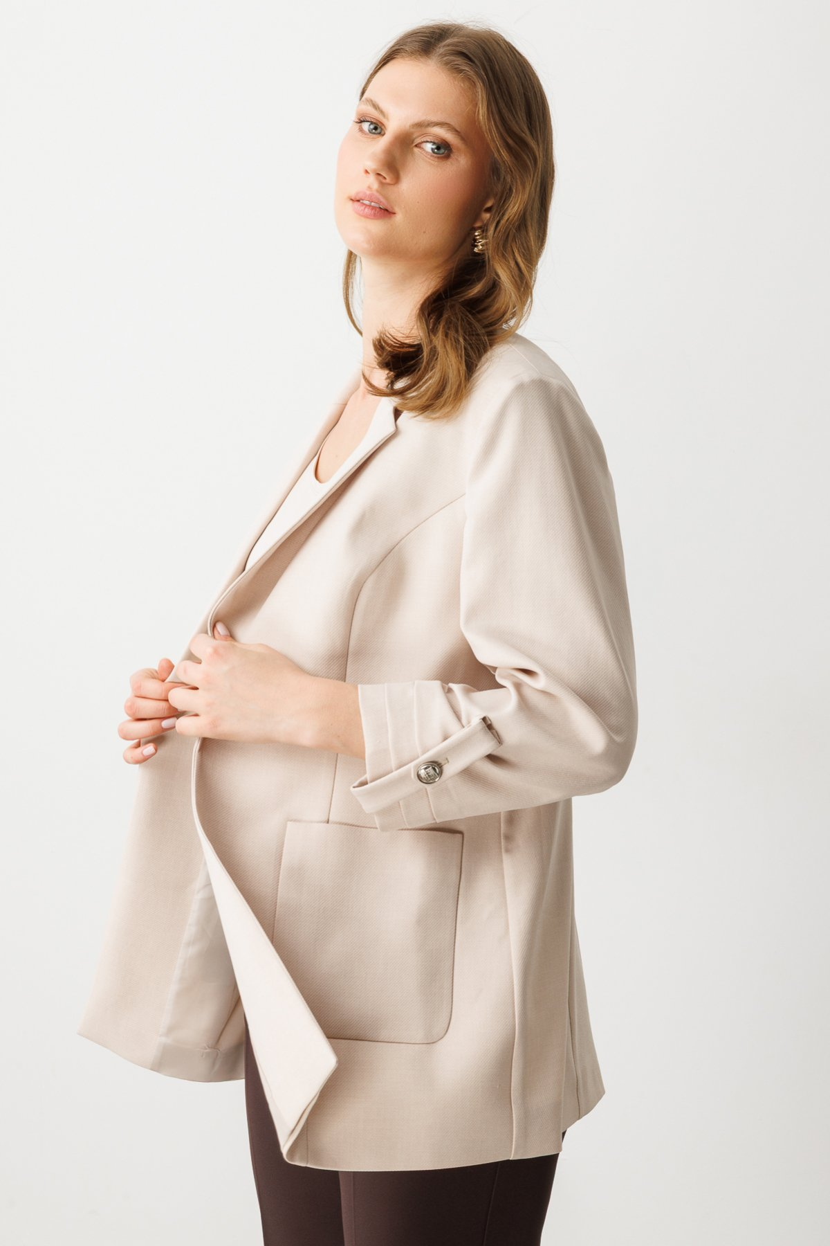 Ekol BB Oversize 3/4 Kol Kadın Ceket - Minimalist Tasarım