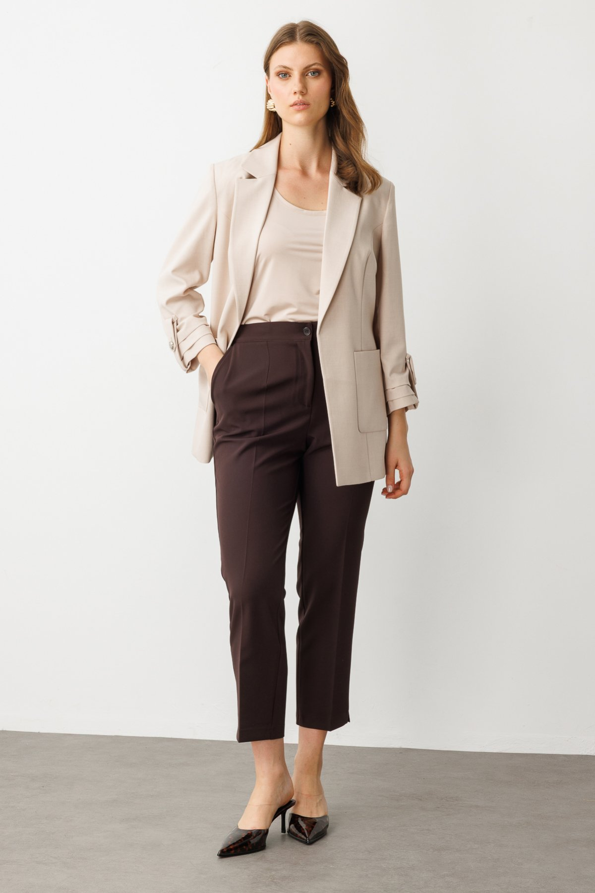 Ekol BB Oversize 3/4 Kol Kadın Ceket - Minimalist Tasarım