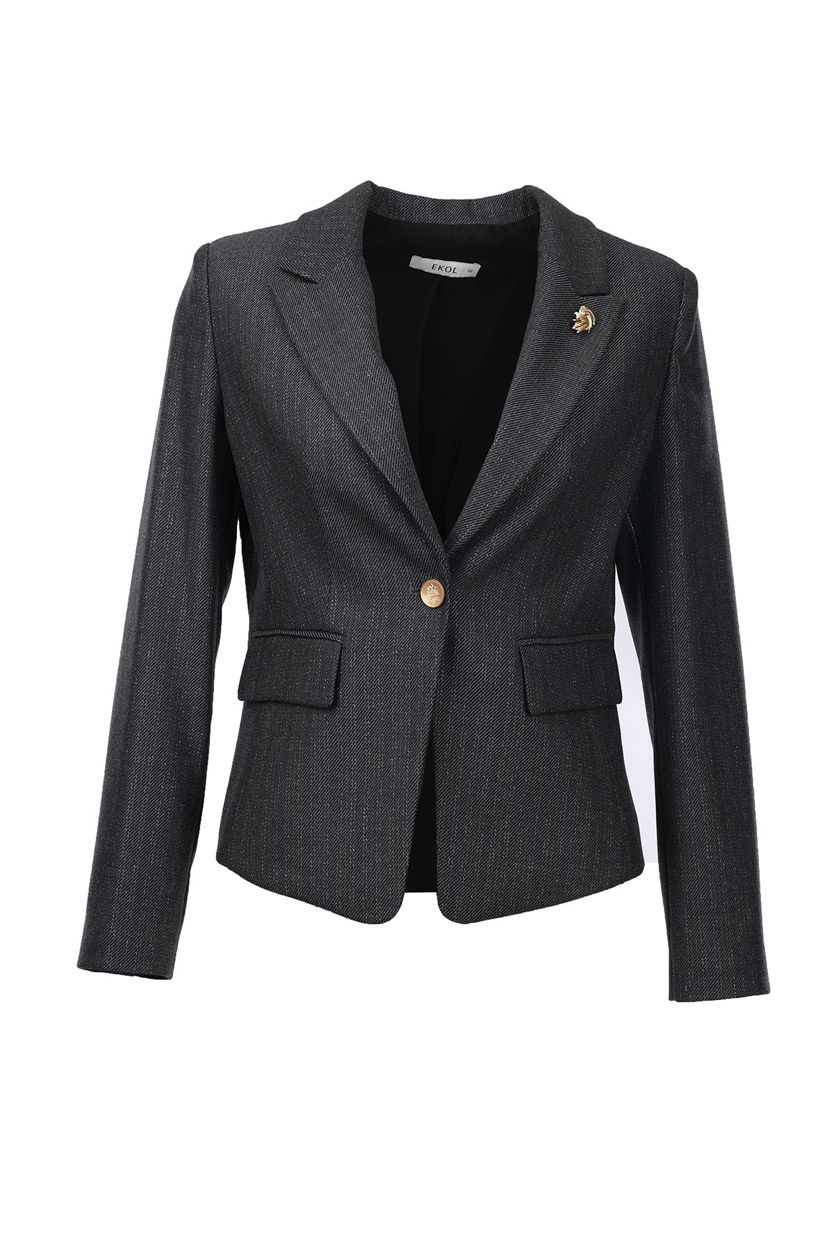 Ekol Minimalist Uzun Kol Crop Blazer Ceket - Şık ve Modern Main image