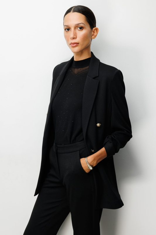 Ekol Kolu Büzgülü Süs Düğmeli Ceket