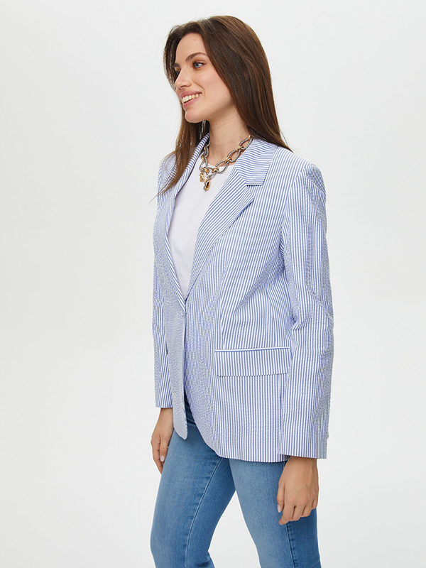 Faik Sönmez Oversize Çizgili Kadın Ceket - Minimalist Tarz