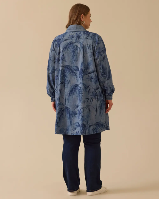 Kadın Büyük Beden Desenli Cepli Kap Ceket Gala-Xi 10002512514010