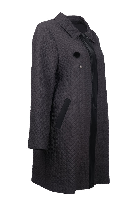 Gala-xi Minimalist Uzun Kol Midi Kapitone Kadın Ceket - Günlük Şıklık