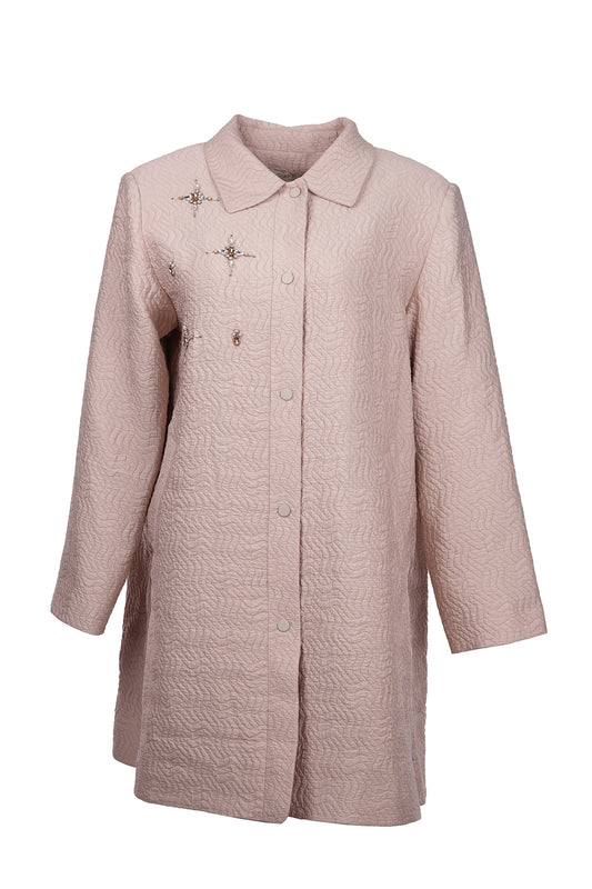 Gala-xi Minimalist Midi Gömlek Yaka Uzun Kol Kadın Ceket