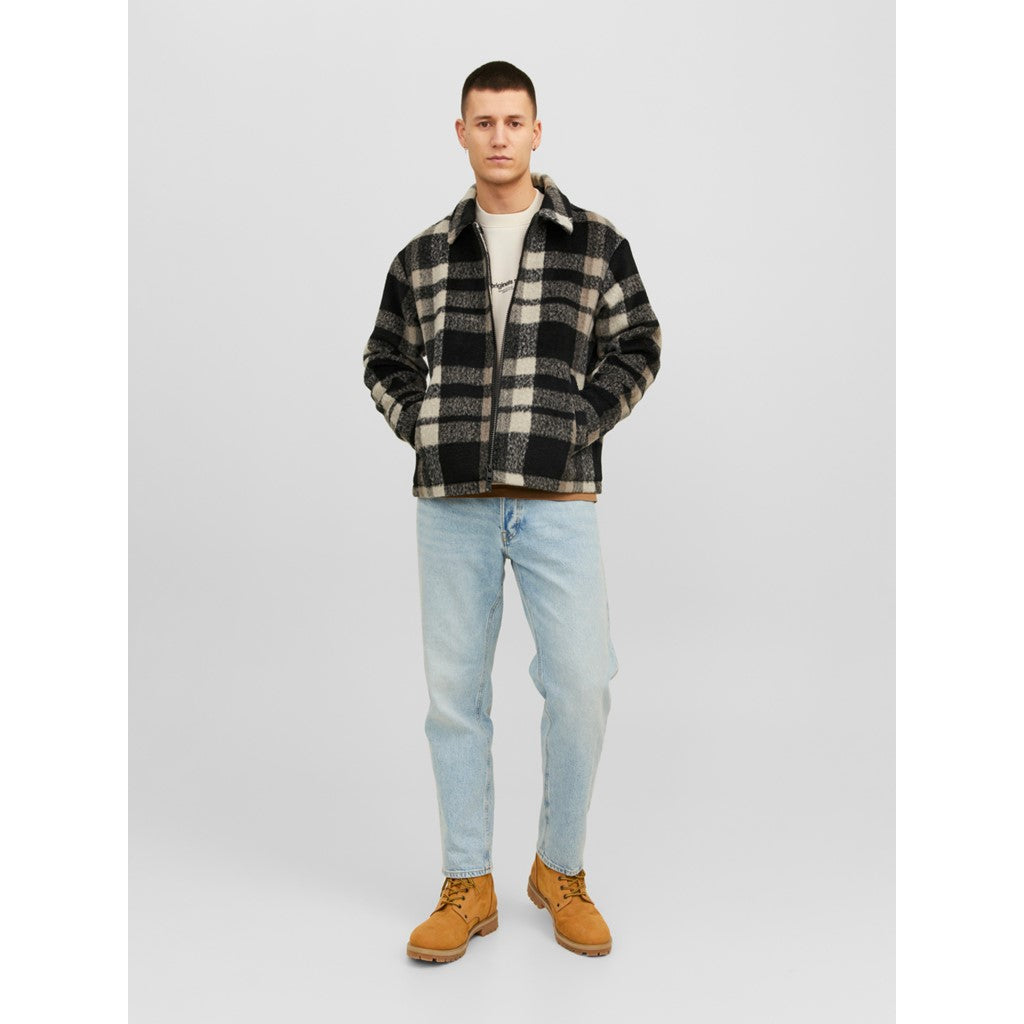 Jack&Jones Oversize Kareli Fermuarlı Erkek Ceket - Vintage Streetwear