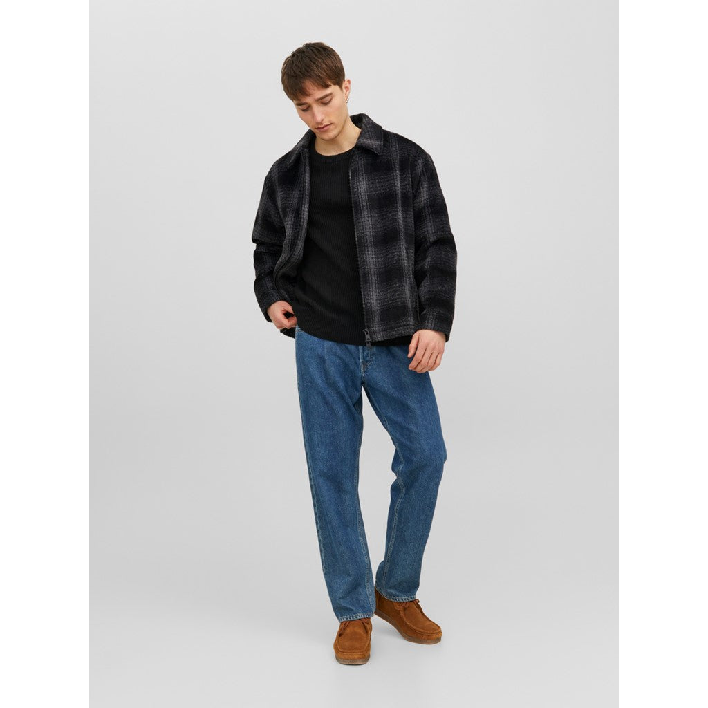 Jack&Jones Oversize Kareli Fermuarlı Erkek Ceket - Vintage Streetwear