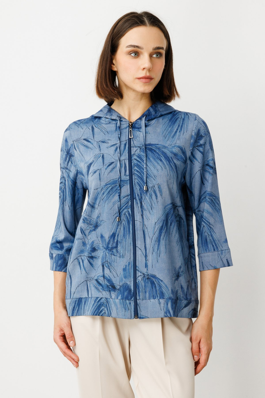 Ten Women's Hooded Minimalist 3/4 Sleeve Jacket - Casual Style