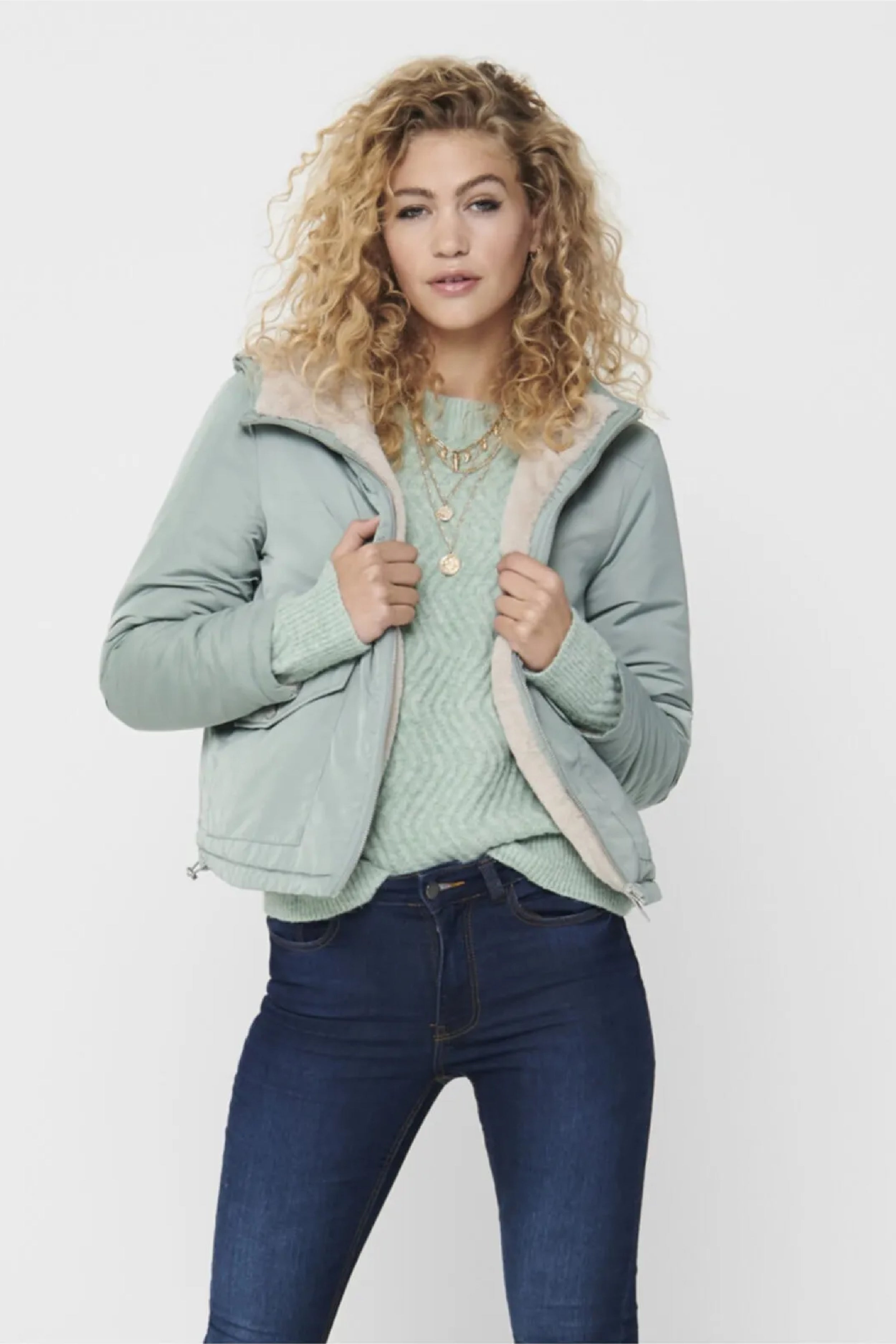 Only Kapüşonlu Minimalist Kadın Ceket - Oversize Crop Kesim İkincil görsel