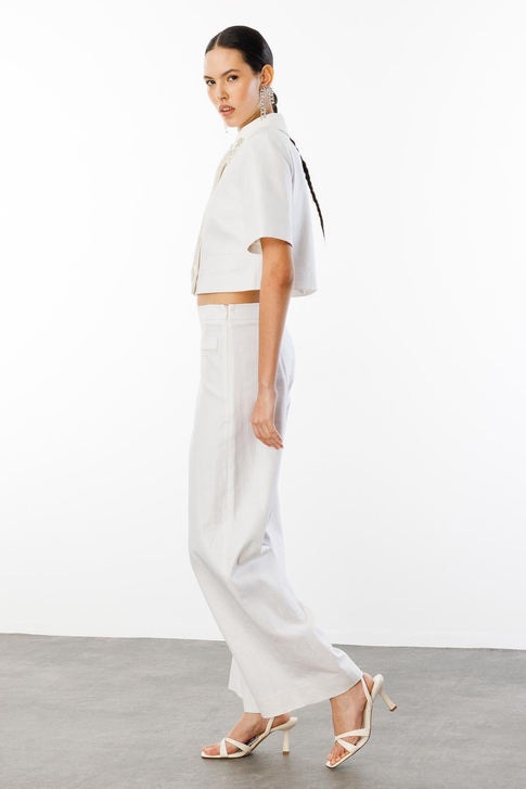 Yaka İşleme Detaylı Ceket-Pantolon Takim Nefeli