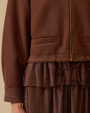 fırfır detaylı süet ceket Scl