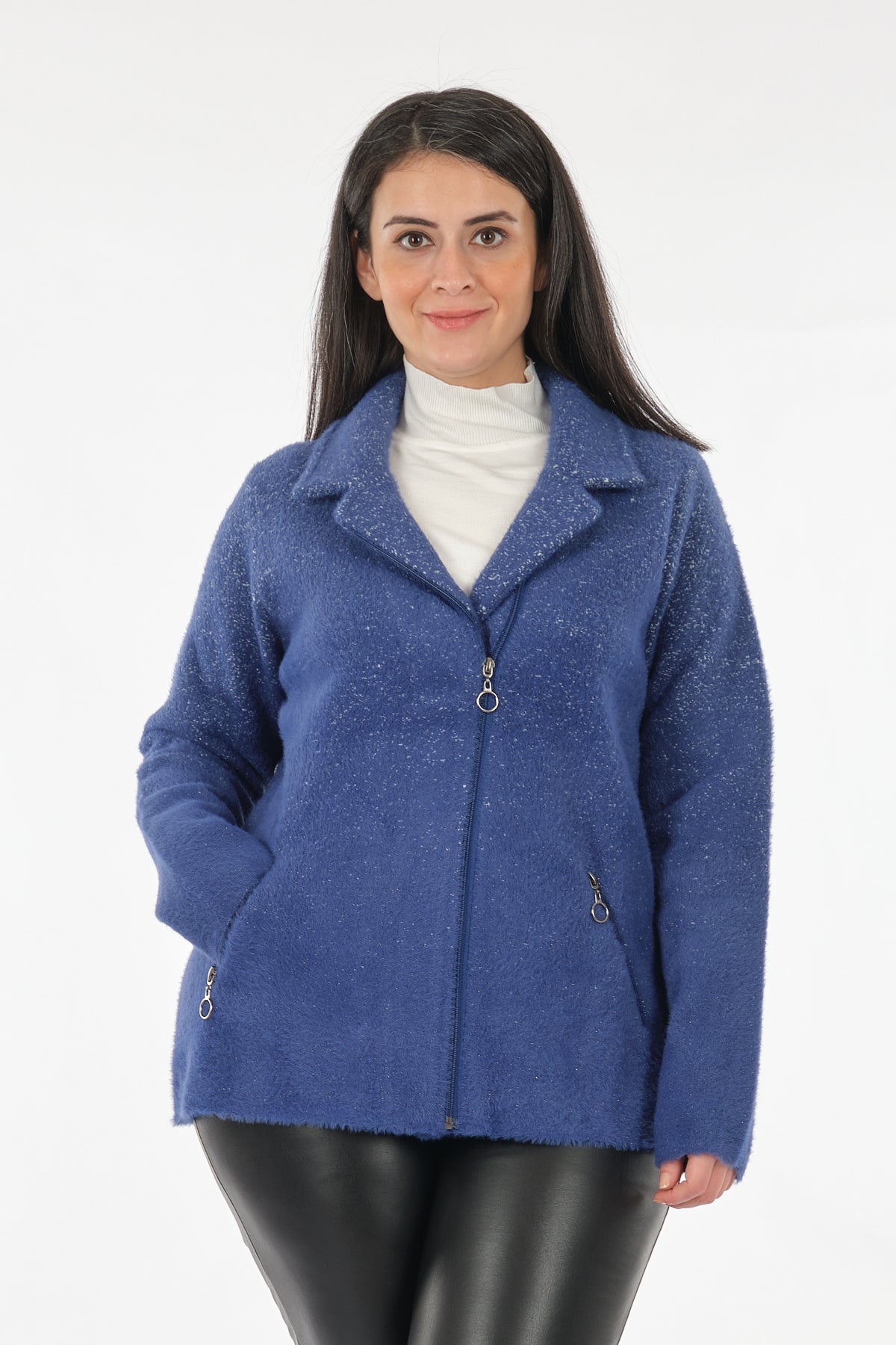 Vedi-bb Oversize Fermuarlı Kadın Ceket - Minimalist, Günlük Main image