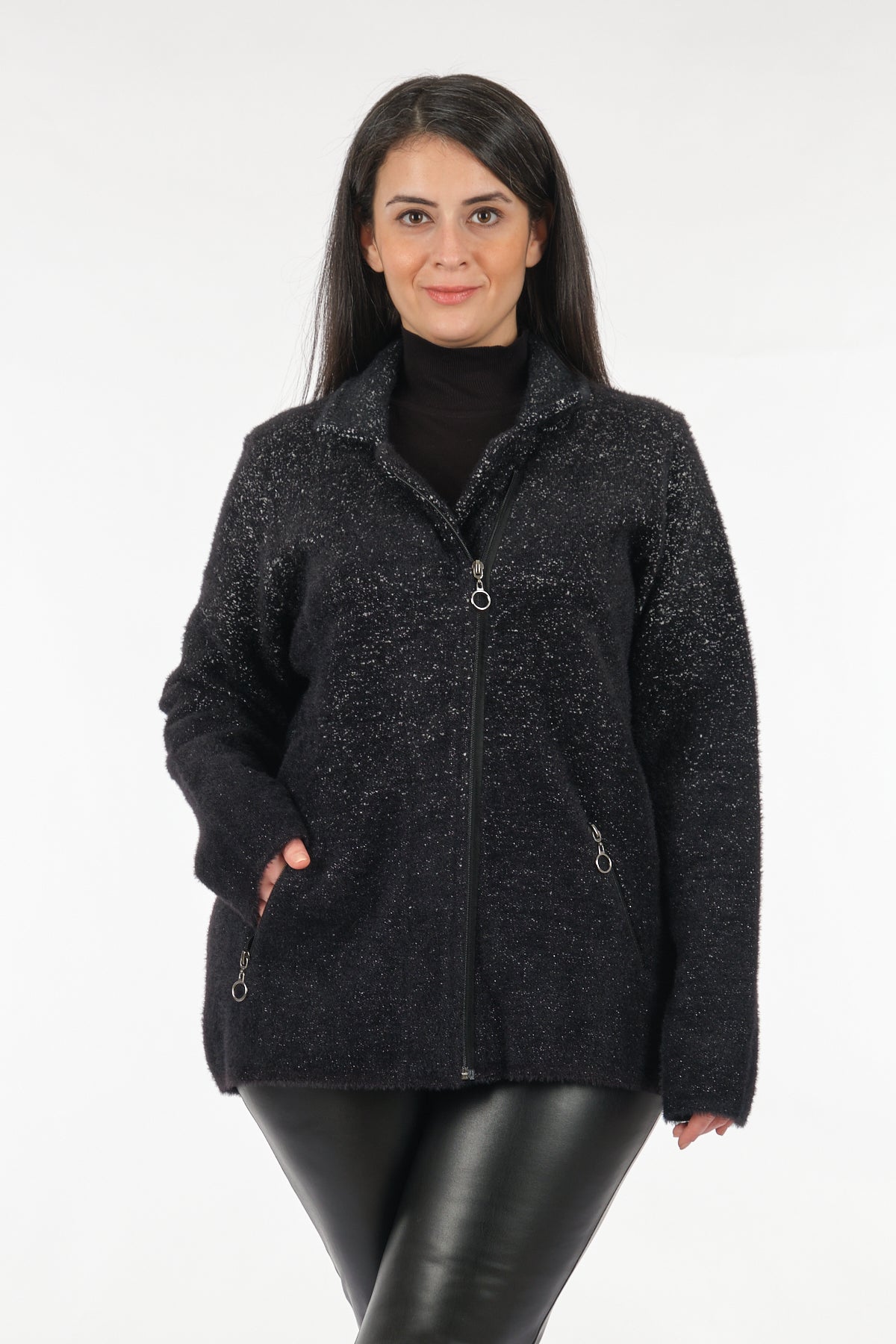 Vedi-bb Oversize Fermuarlı Kadın Ceket - Minimalist, Günlük Secondary image