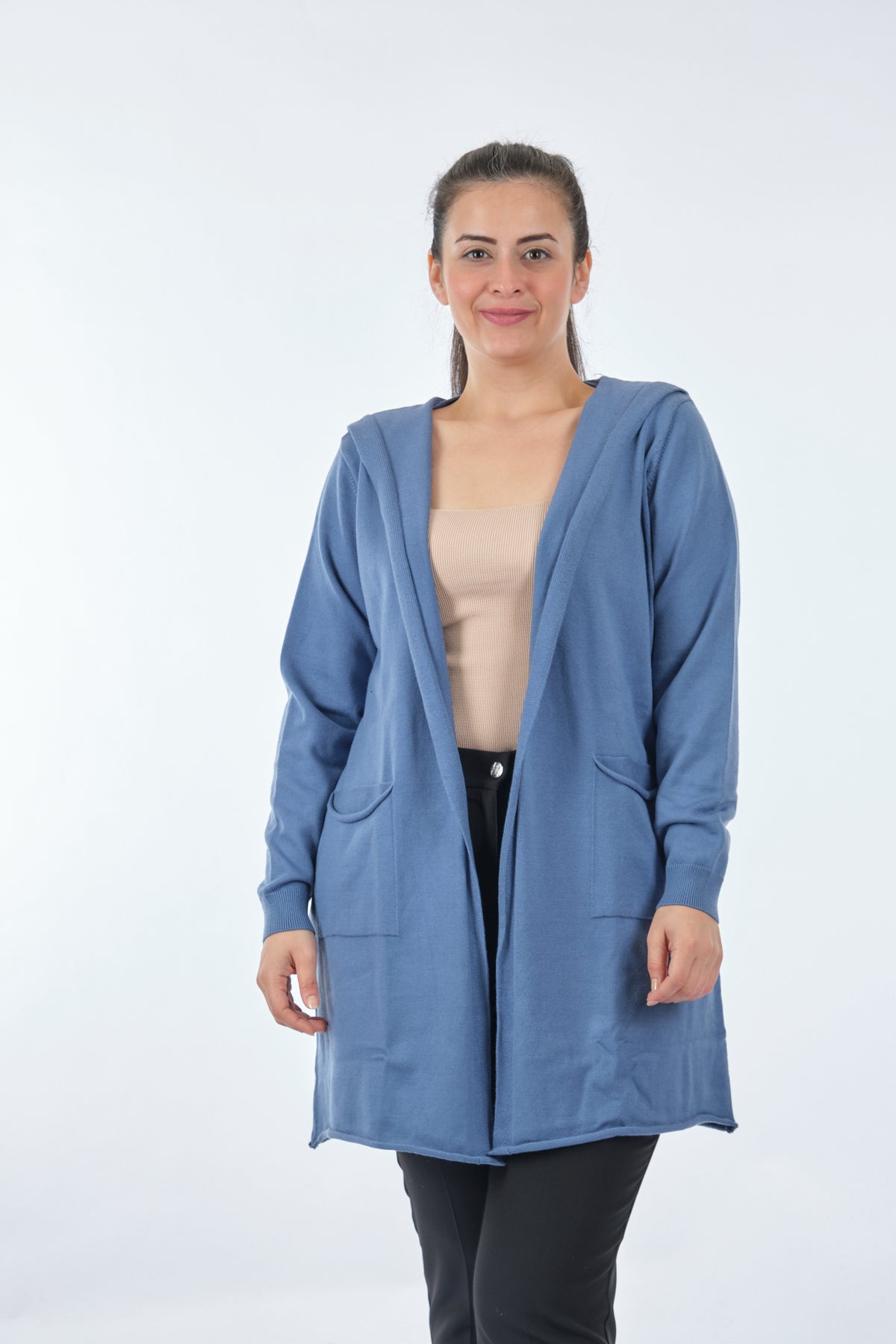 Vedi-bb Minimalist Oversize Kapüşonlu Midi Kadın Ceket Main image