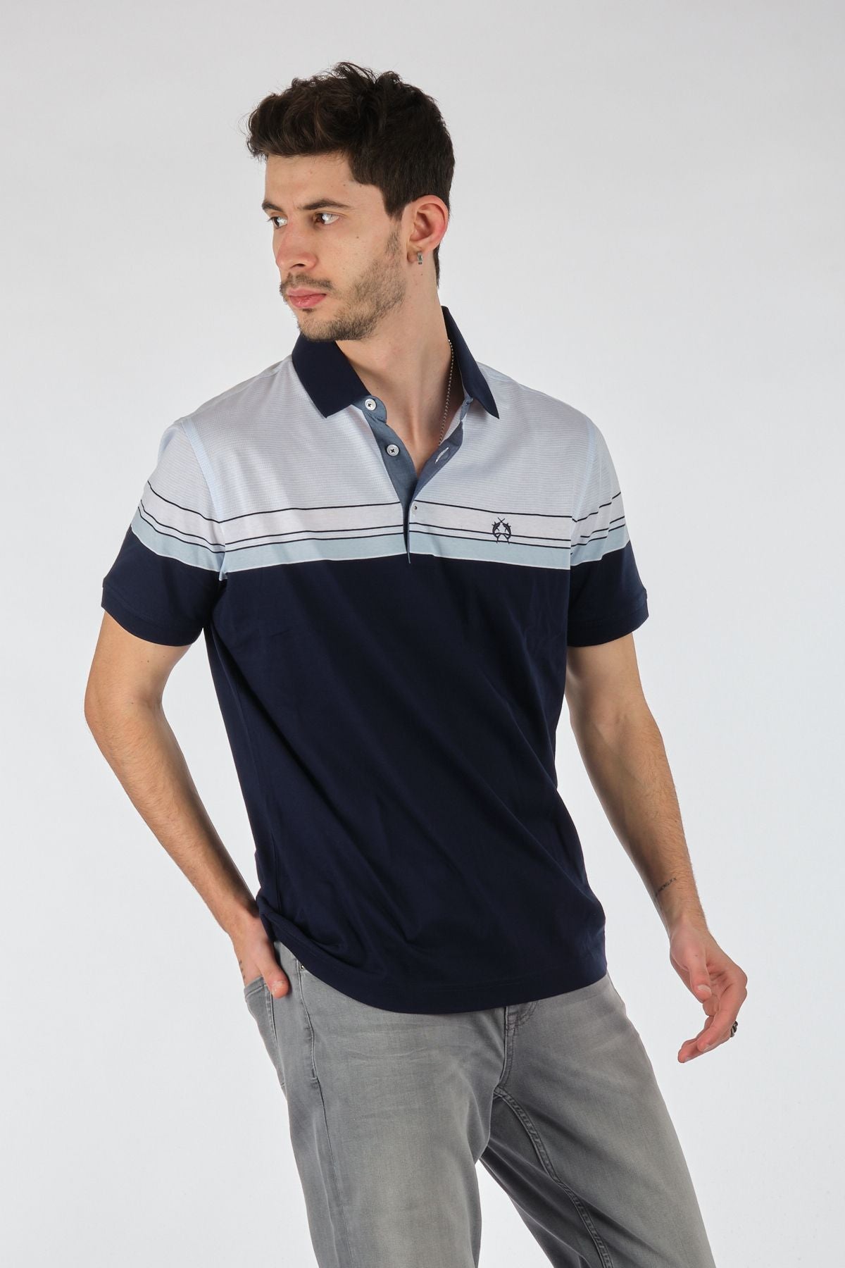 Claudio Campione Minimalist Polo Yaka Kısa Kol Erkek T-Shirt - Günlük Stil Secondary image