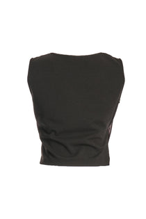 Ysatis V Yaka Kolsuz Saten Crop Bluz - Minimalist Tasarım