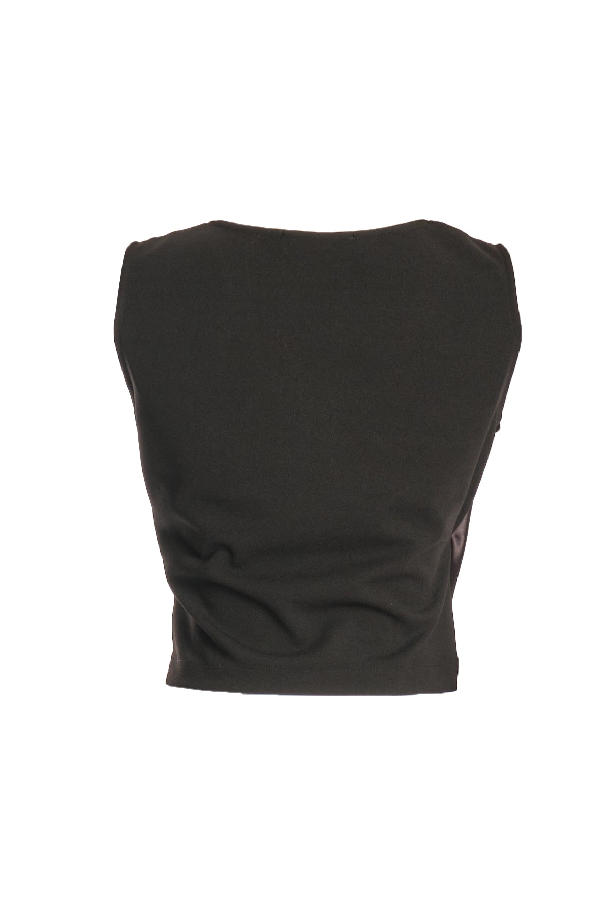 Ysatis V Yaka Kolsuz Saten Crop Bluz - Minimalist Tasarım