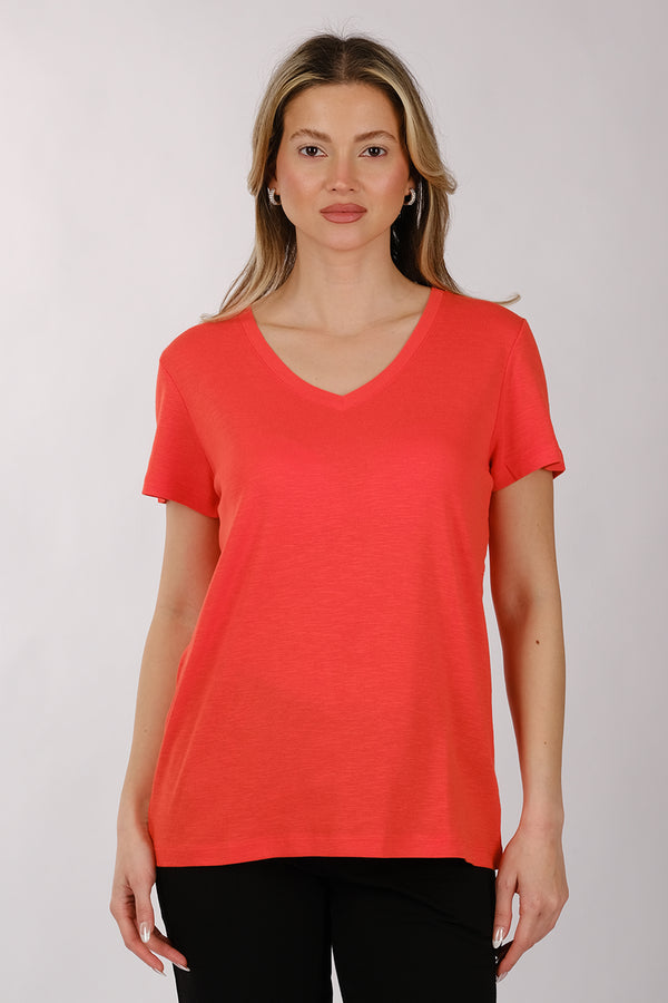 Daido Kadın Oversize V Yaka Kısa Kol Minimalist T-Shirt