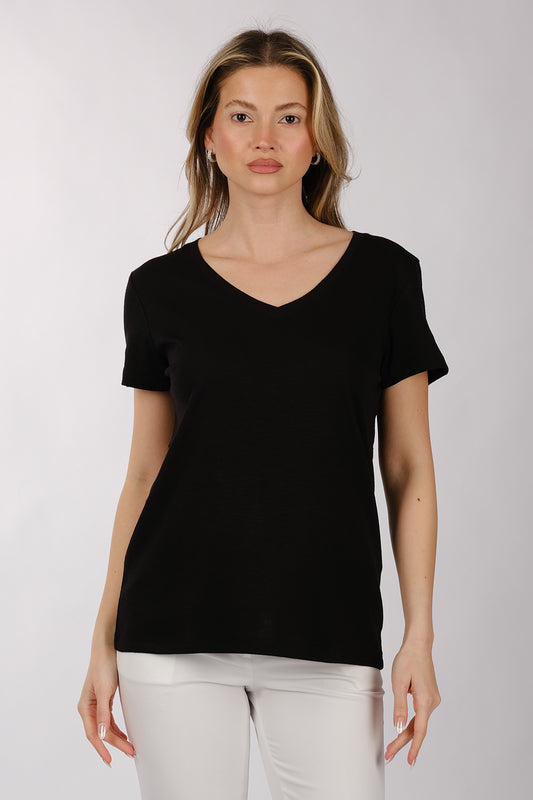 Daido Kadın Oversize V Yaka Kısa Kol Minimalist T-Shirt