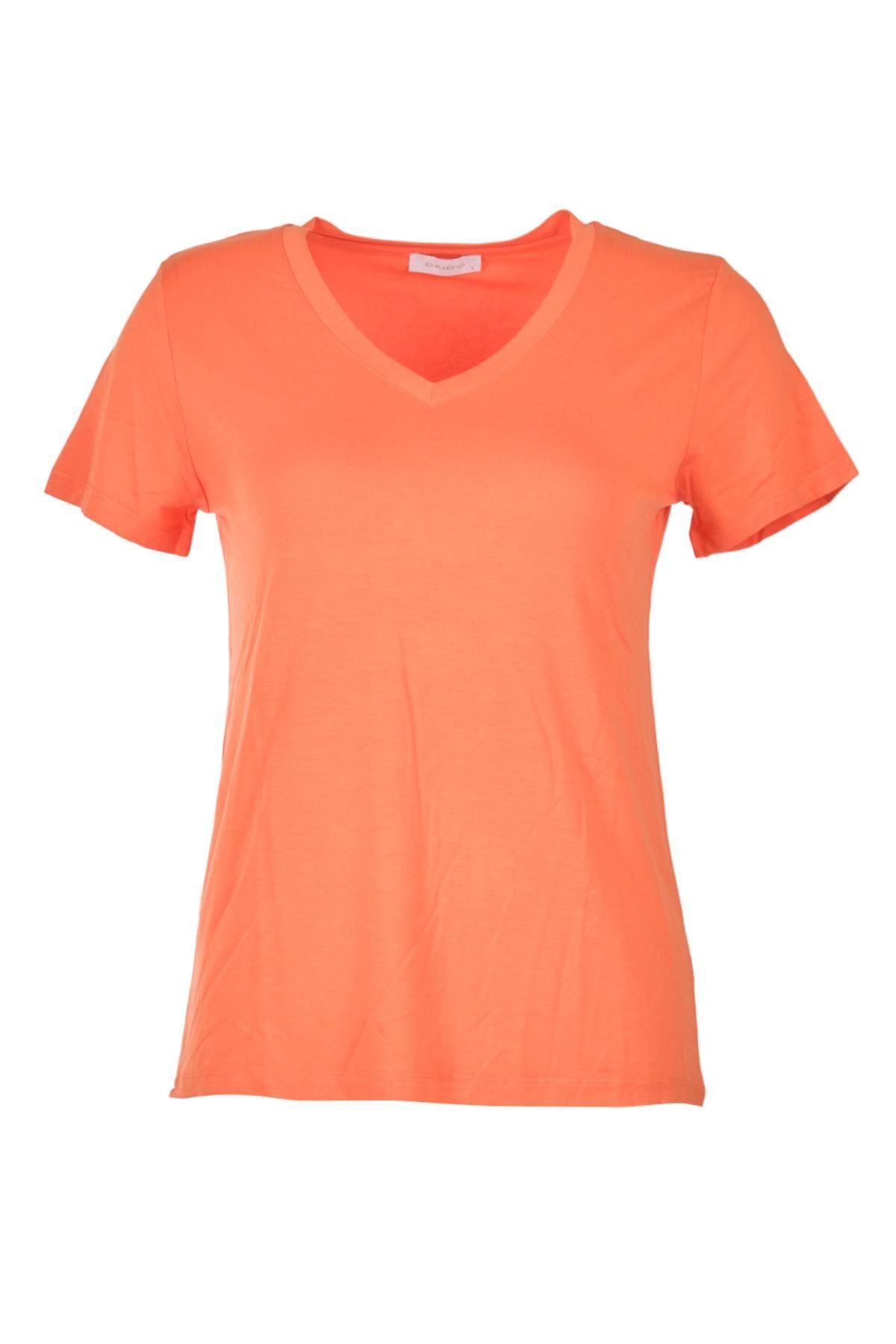 Daido Kadın V Yaka Kısa Kol Minimalist T-Shirt - Rahat ve Şık