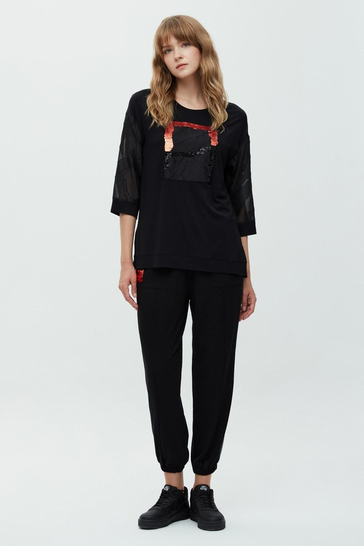 Daido Oversize Minimalist 3/4 Kol Kadın T-Shirt - Rahat ve Şık Main image