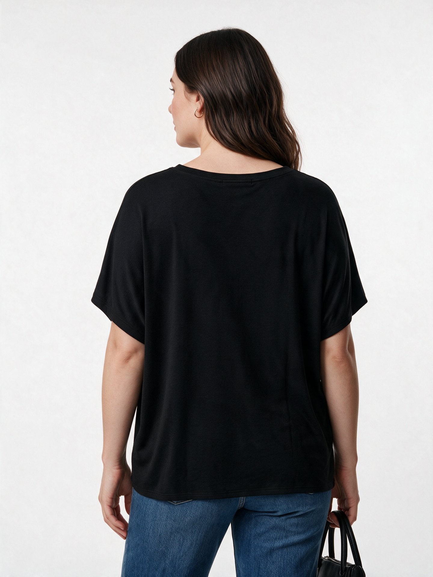 Daıdo Kadın Bisiklet Yaka Rahat Kesim Dokulu Panel Bağcık Detaylı Kısa Kollu T-Shirt Secondary image