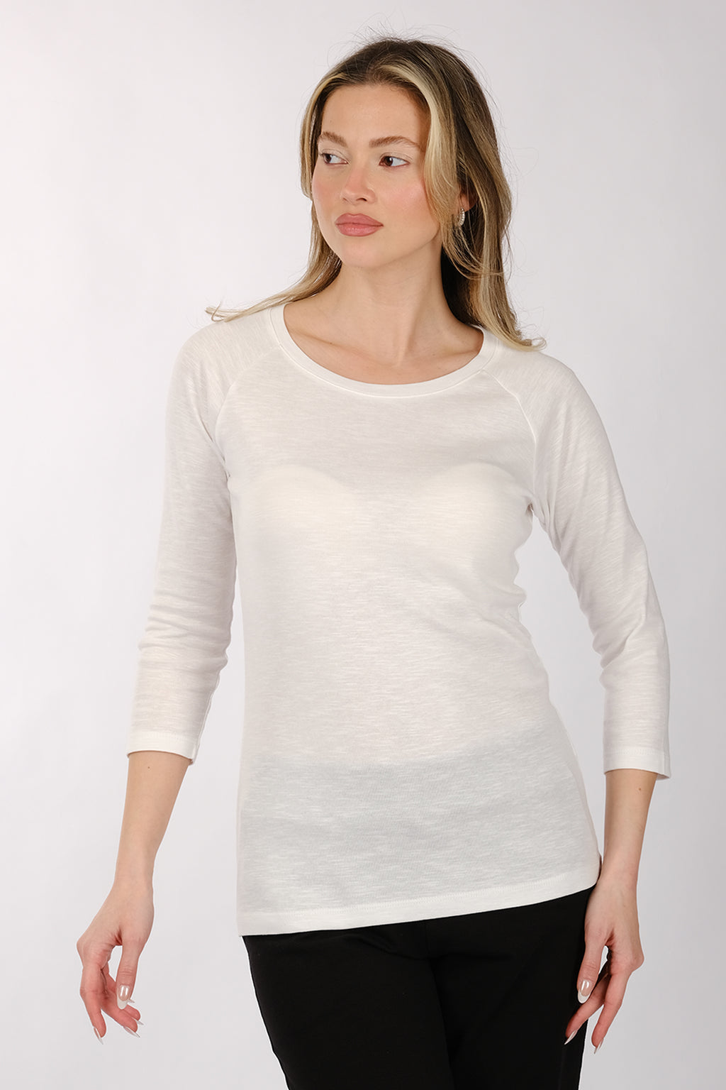 Daido Minimalist 3/4 Kol Yuvarlak Yaka Kadın T-Shirt - Günlük Şıklık