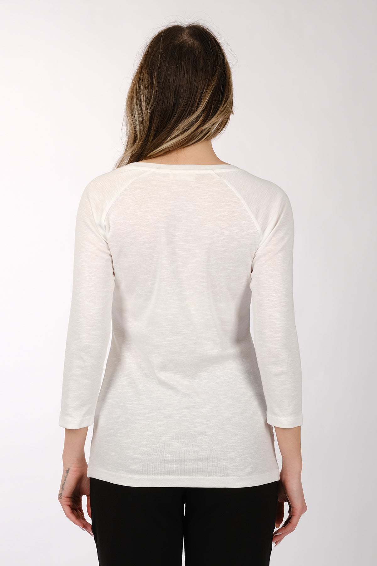 Daido Minimalist 3/4 Kol Yuvarlak Yaka Kadın T-Shirt - Günlük Şıklık
