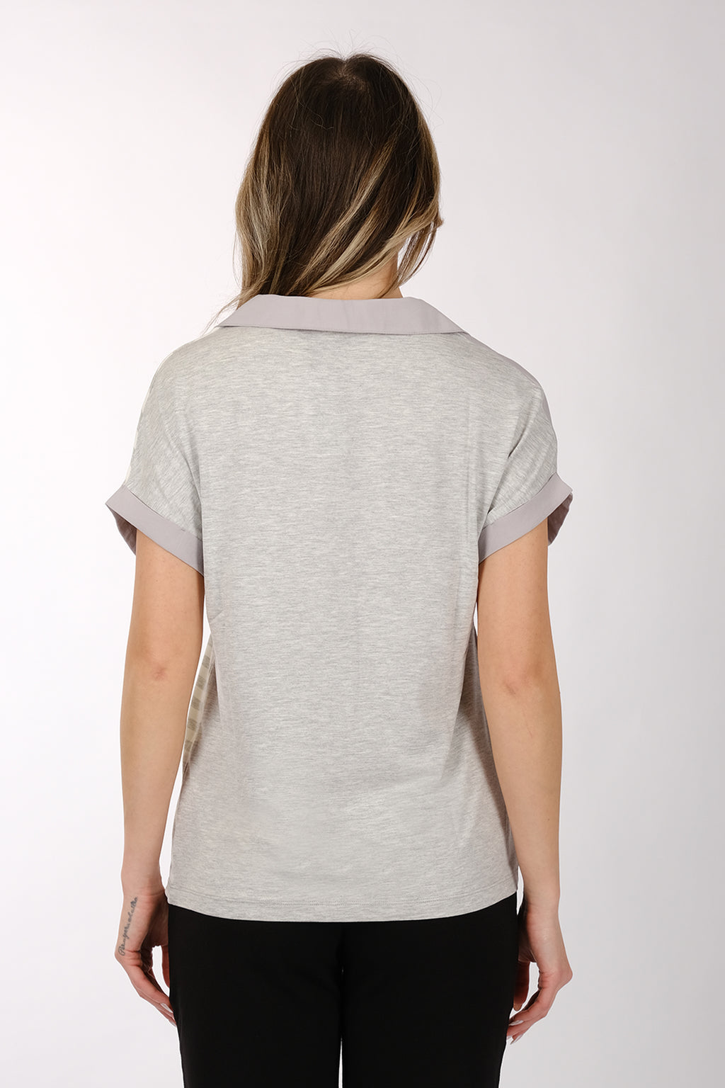 Daido Minimalist Kısa Kol V Yaka Çizgili Kadın T-Shirt - Günlük Kullanım