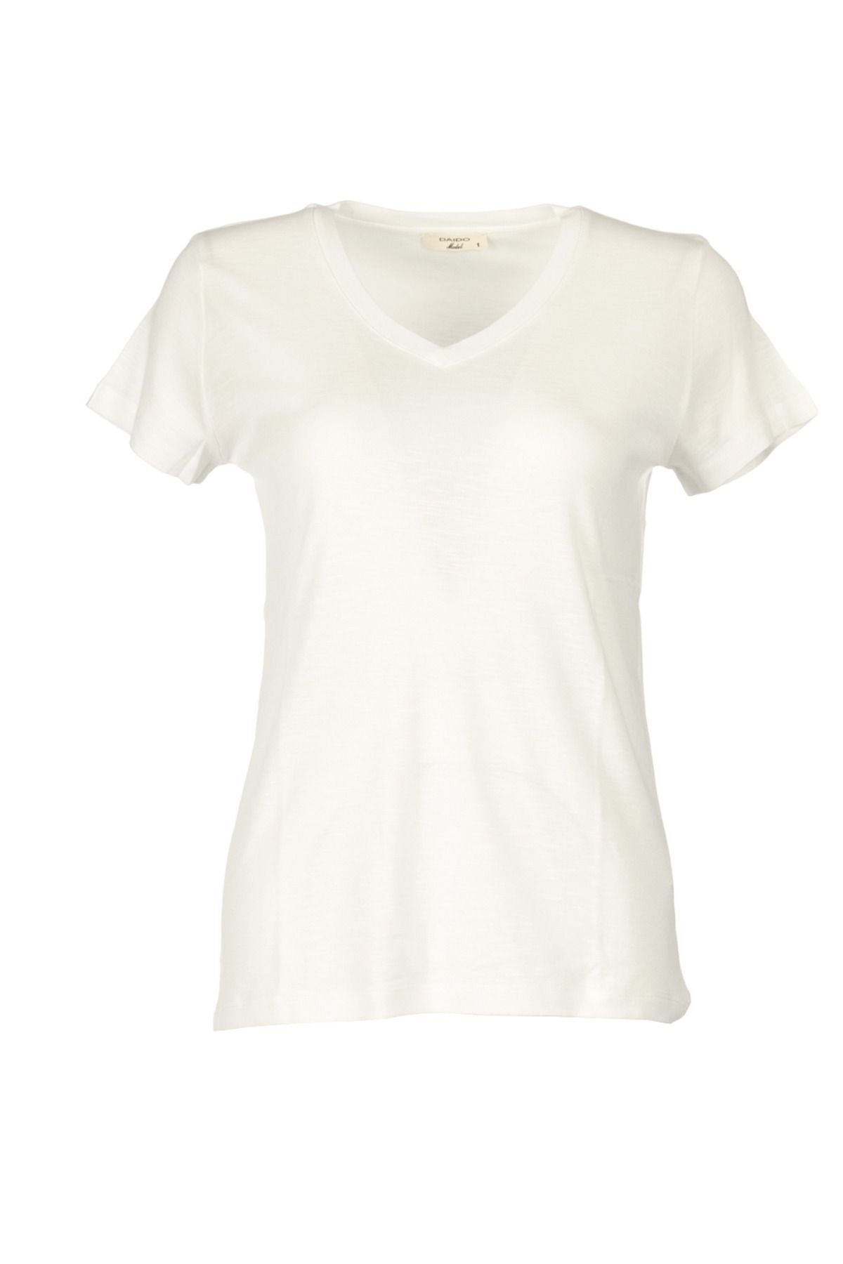 Daıdo Oversize V Yaka Kısa Kol Kadın T-Shirt - Rahat ve Şık Günlük Kombin Secondary image