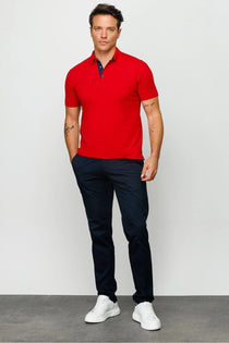 Desen Erkek Polo Yaka Kısa Kol T-Shirt - Minimalist & Rahat