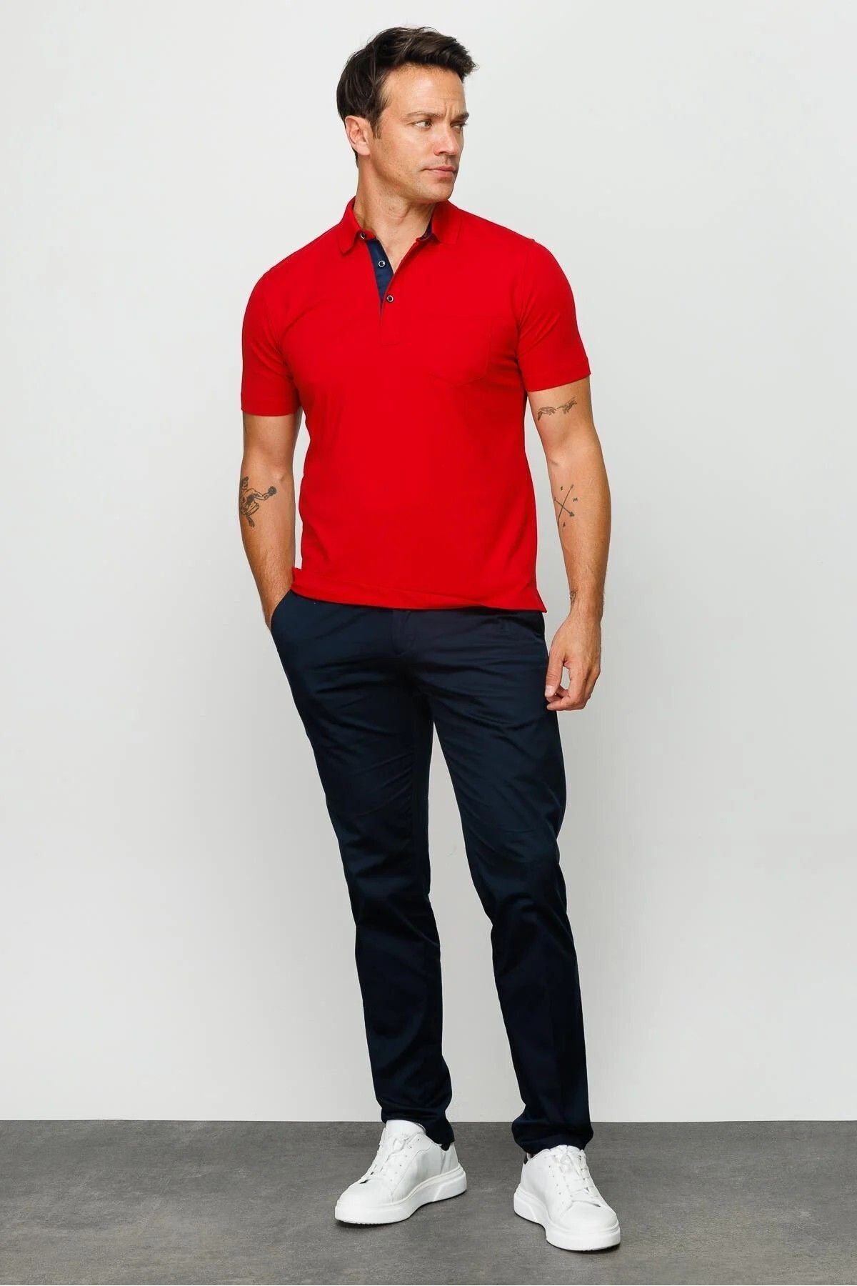 Desen Erkek Polo Yaka Kısa Kol T-Shirt - Minimalist & Rahat