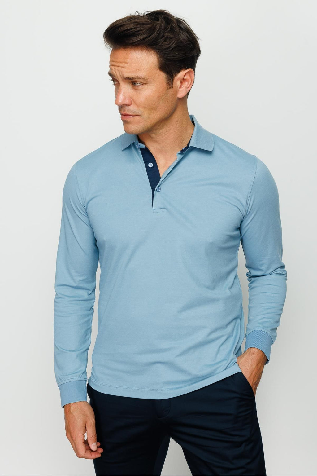Desen Minimalist Uzun Kol Polo Yaka Erkek Sweatshirt - Rahat ve Şık