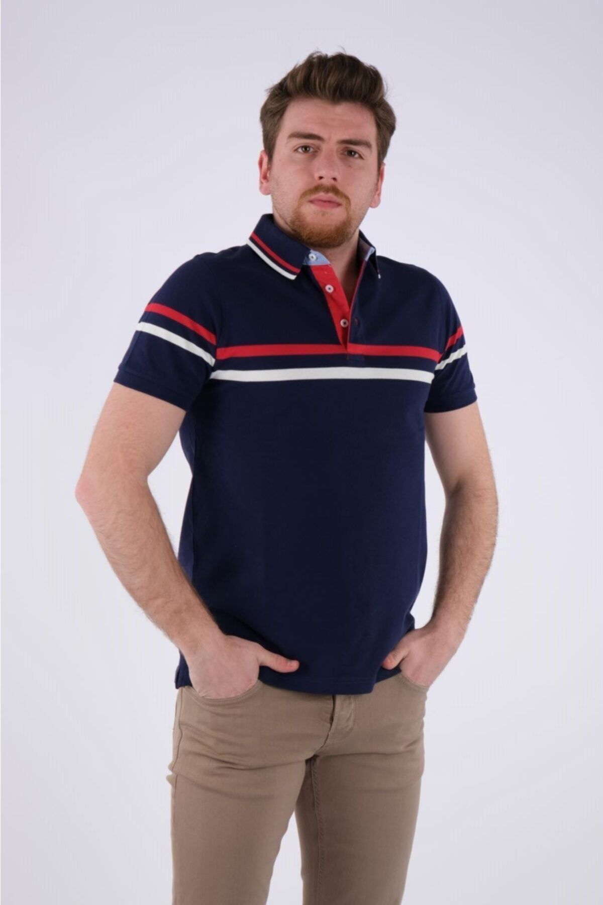 Desen Erkek Polo Yaka Kısa Kol Minimalist T-Shirt - Günlük Stil Main image