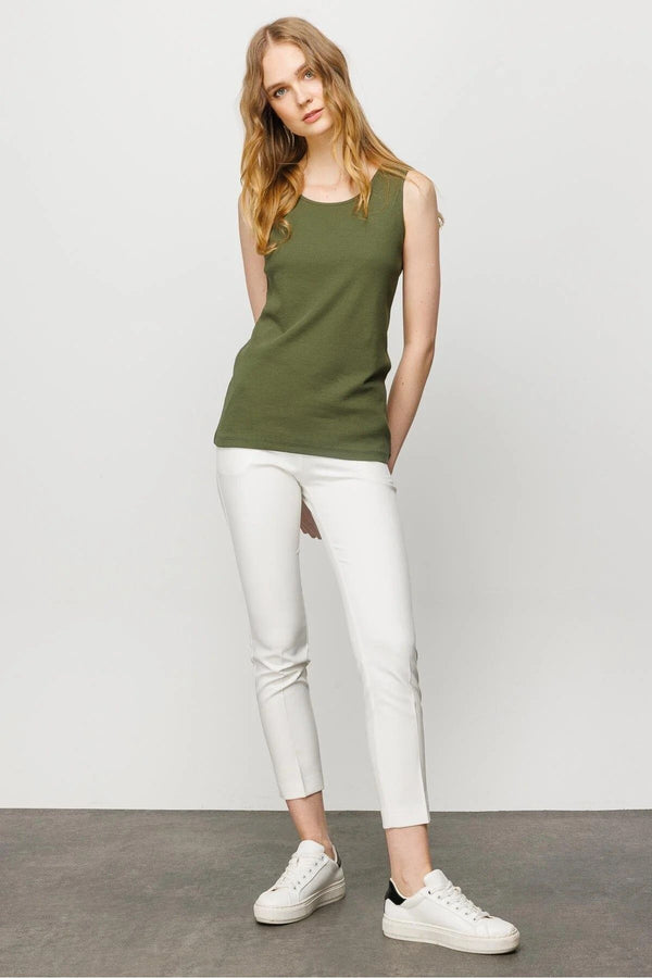Desen Minimalist Kolsuz Yuvarlak Yaka Kadın T-Shirt - Günlük Stil