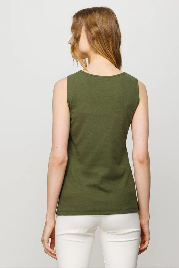 Desen Minimalist Kolsuz Yuvarlak Yaka Kadın T-Shirt - Günlük Stil