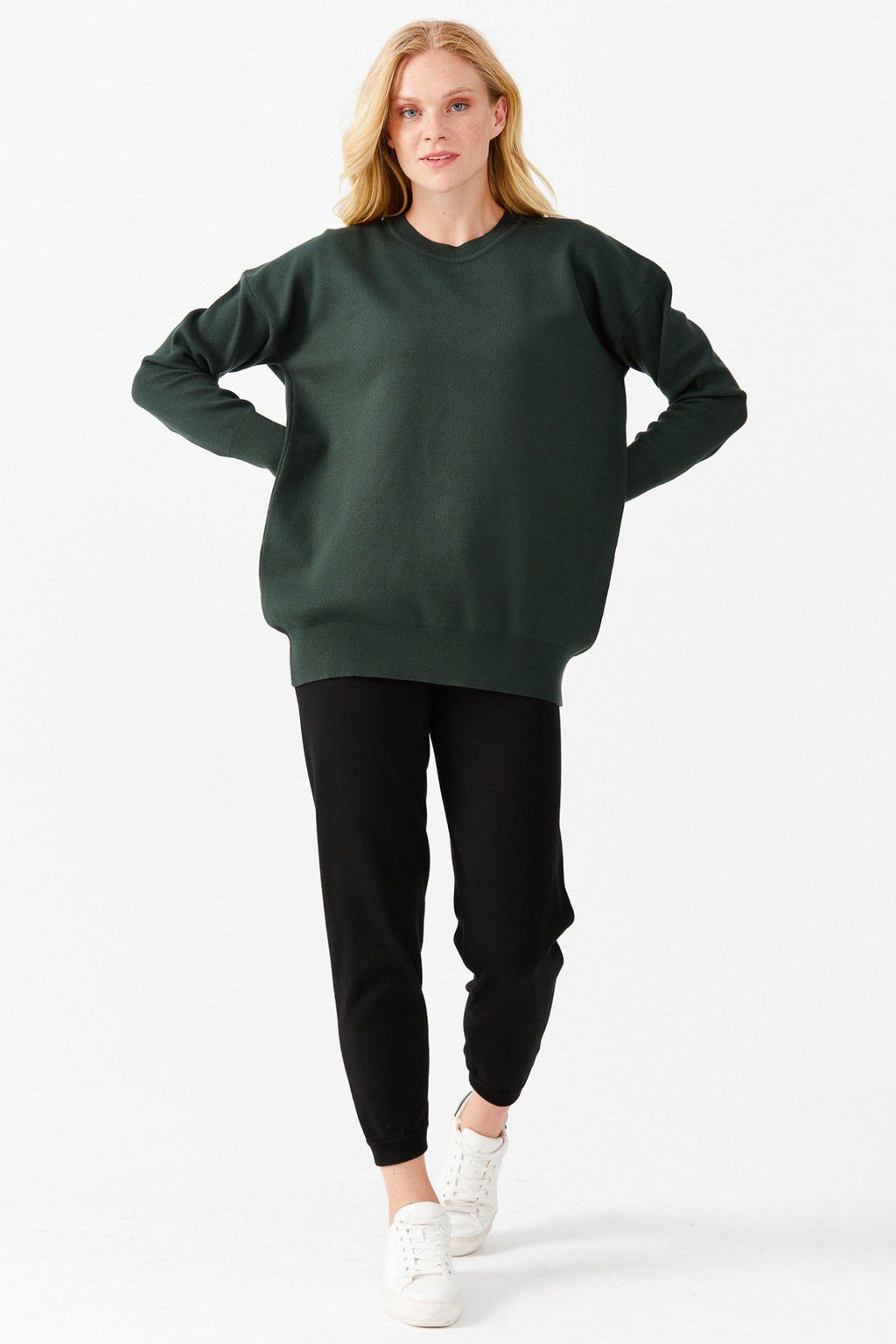 Desen Kadın Oversize Uzun Kol Minimalist Bluz - Rahat ve Şık