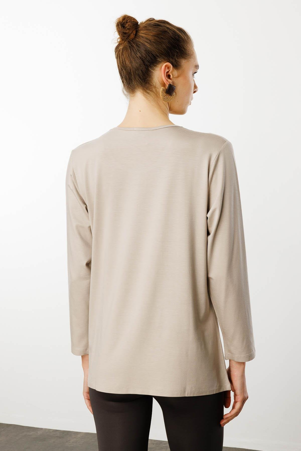 Desen Kadın Sıfır Yaka Taş Baskılı Penye Bluz