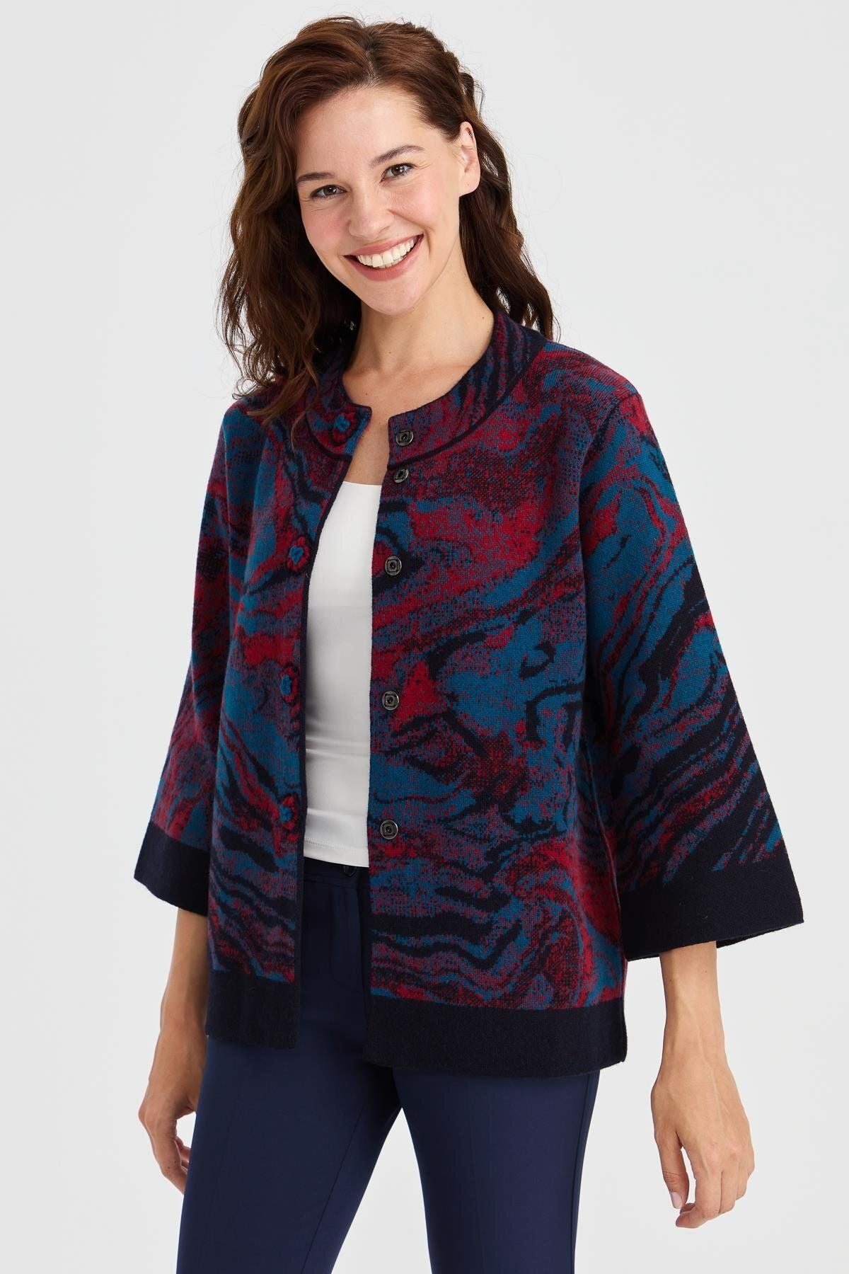 Desen Minimalist Oversize 3/4 Kol Kadın Ceket - Günlük Şıklık Secondary image