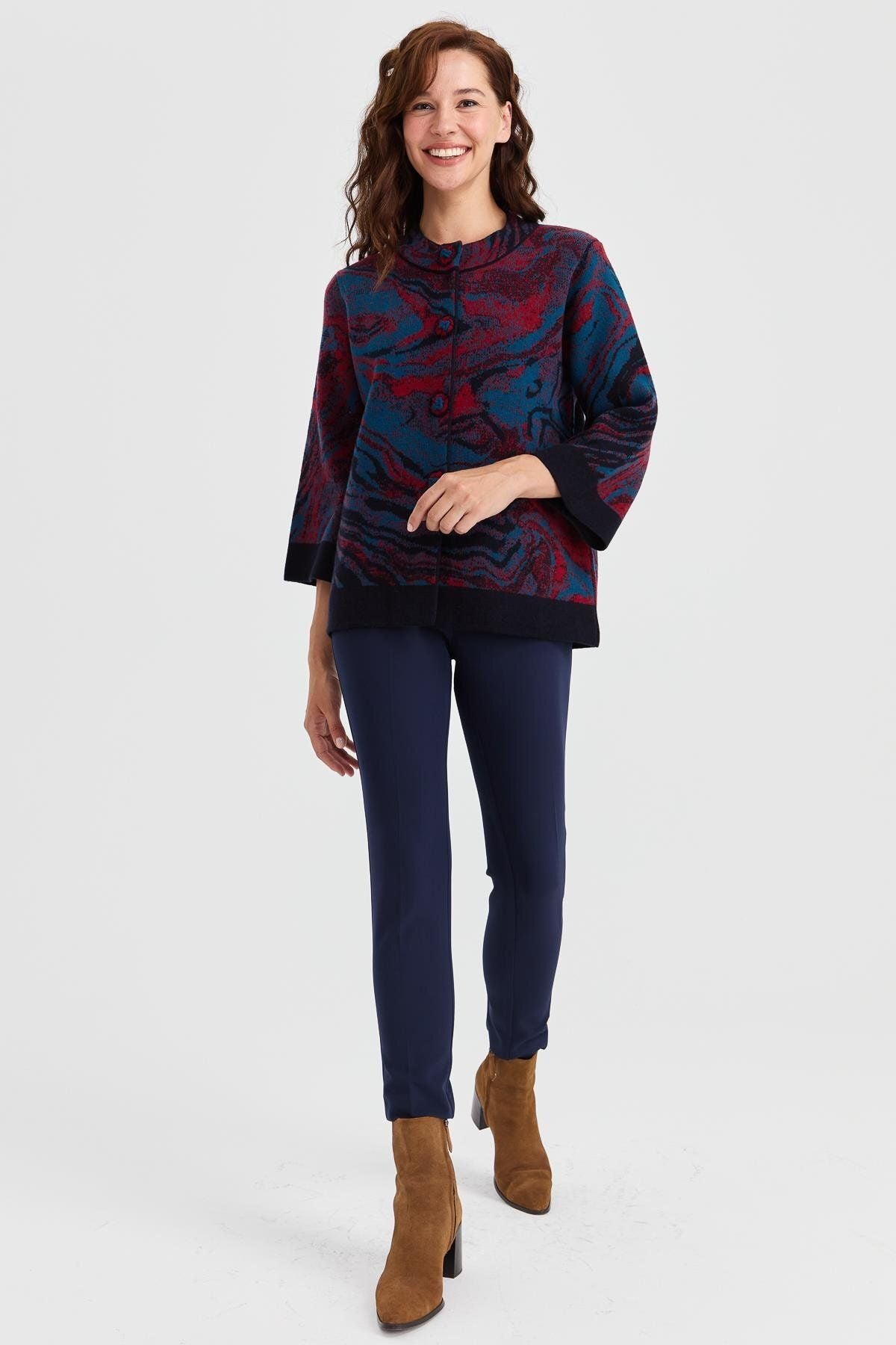 Desen Minimalist Oversize 3/4 Kol Kadın Ceket - Günlük Şıklık