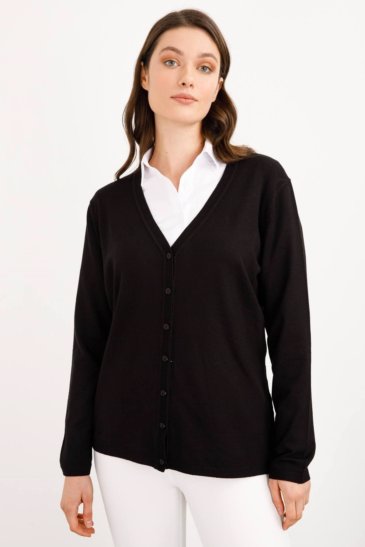 Desen Kadın V Yaka Uzun Kol Oversize Ceket - Günlük & İş Main image
